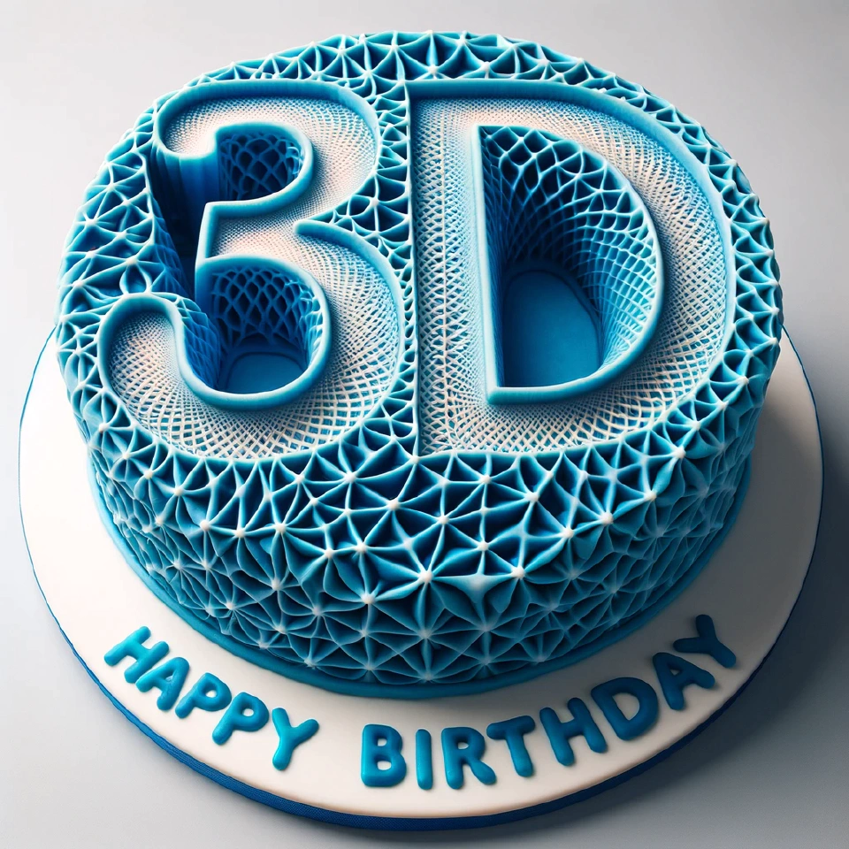 a 3d-printed birthday cake
